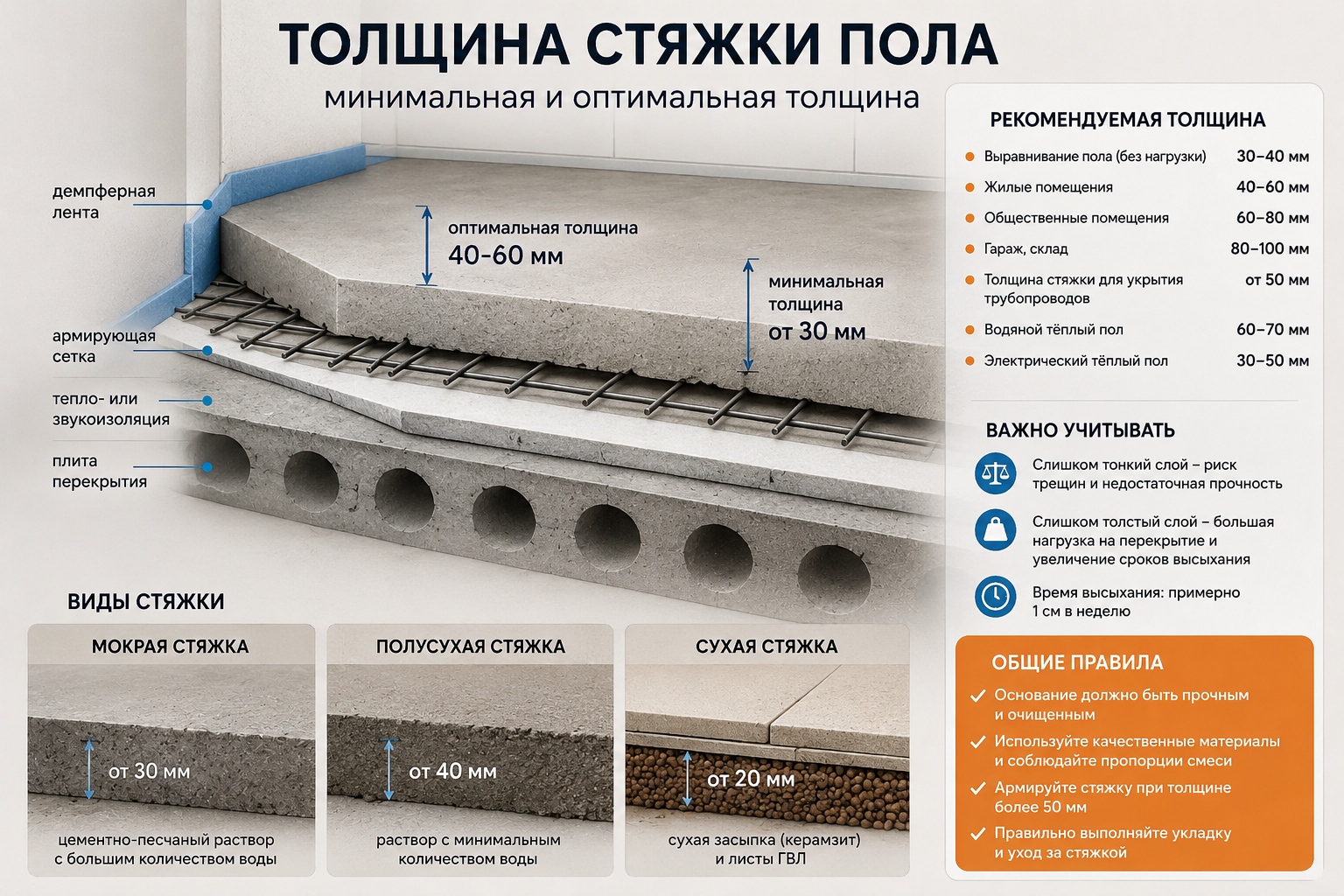 Какая должна быть толщина стяжки