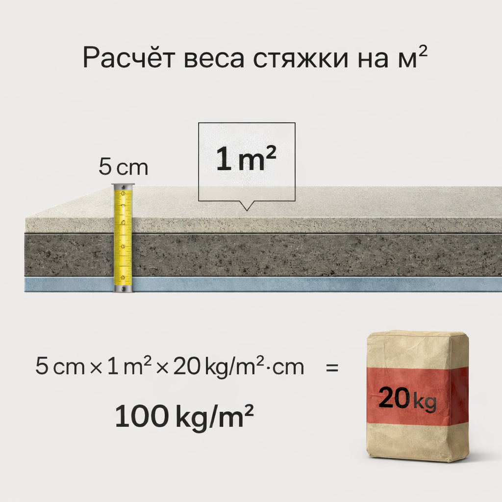 Сколько весит стяжка пола толщиной 10 см